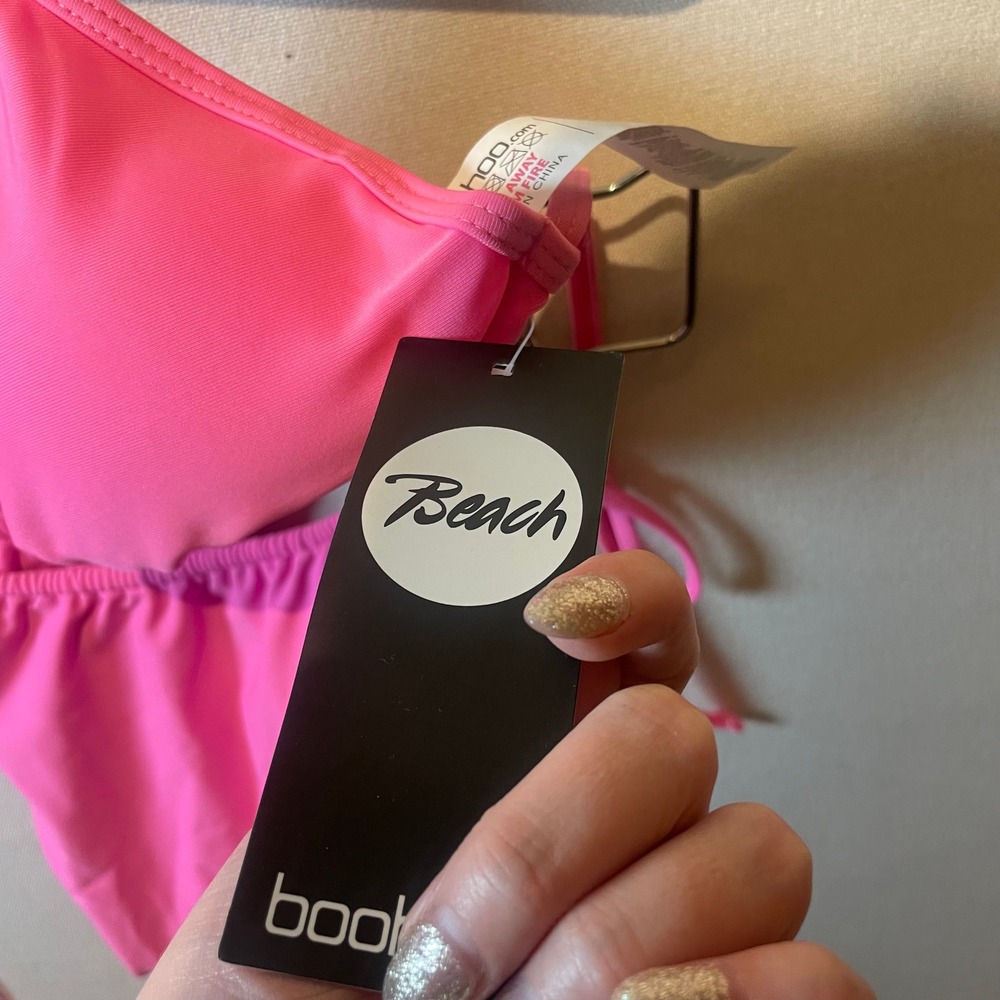 Boohoo Lisbon Triangle Beach Bikini Hot Pink Set -‎ Size 12 - Picture 4 of 7